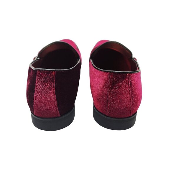 Cosidram Mens Red Velvet Double Monk Strap Loafers dress Shoes Size 8 - Picture 10 of 12